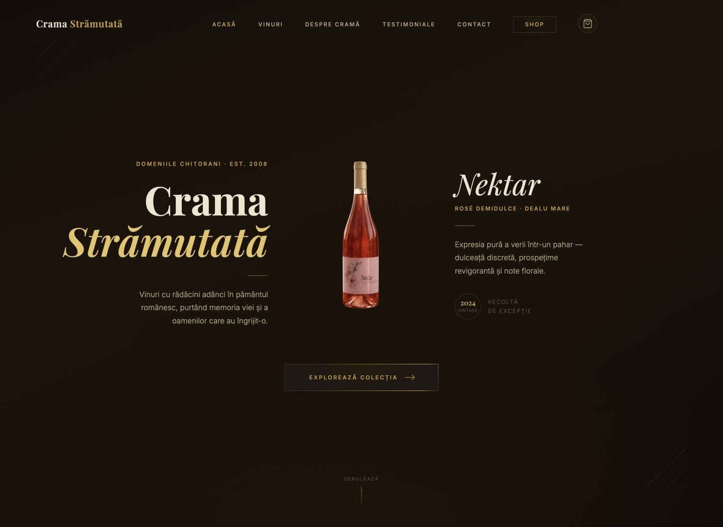 Crama Strămutată wine ecommerce website