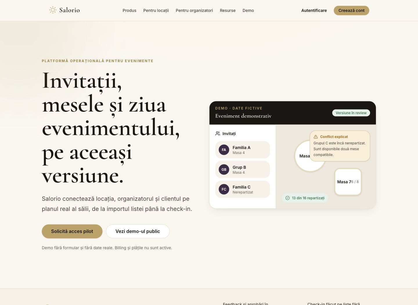 Salorio event operations product interface